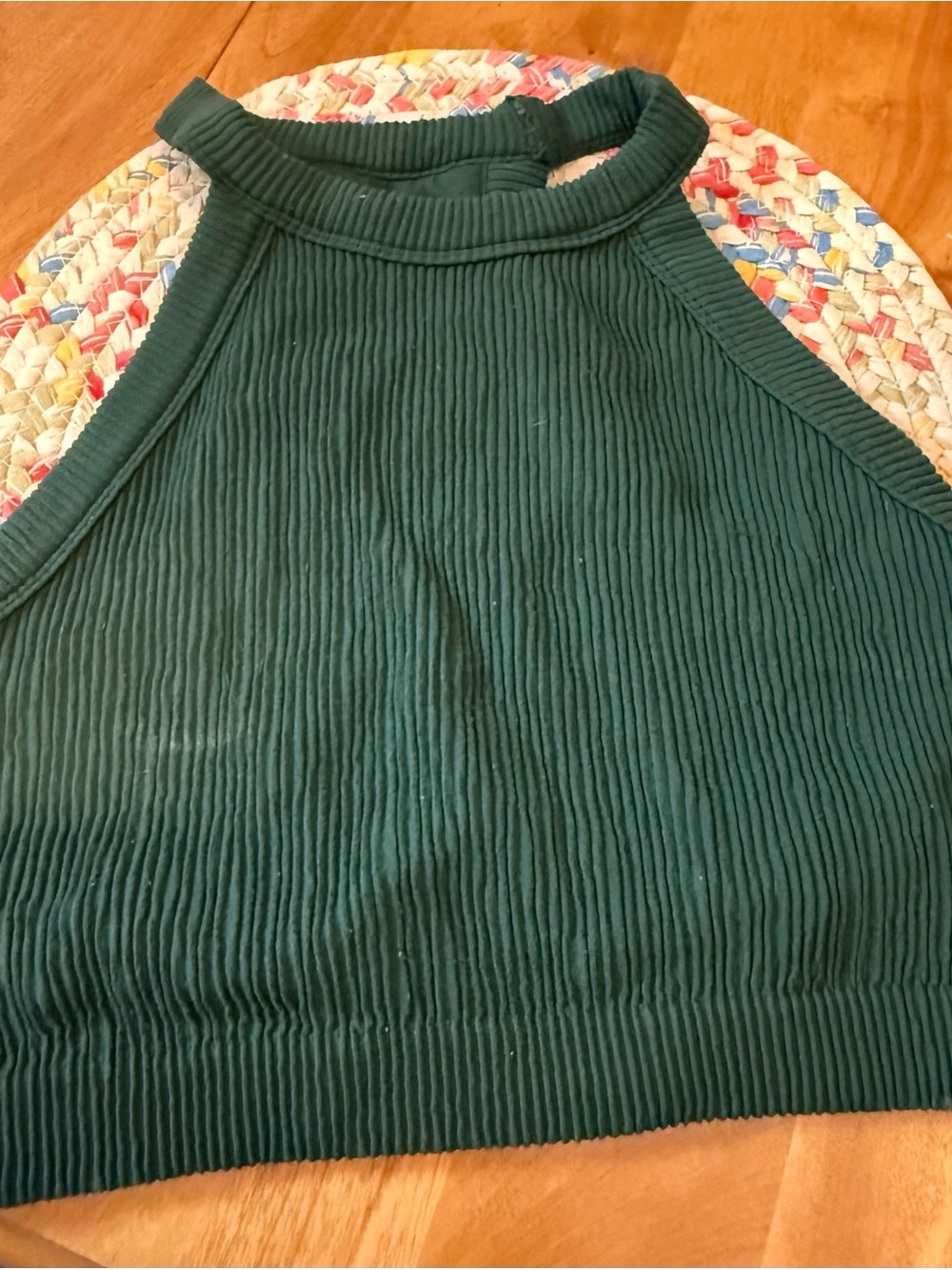 aerie Olive Ribbed Sleeveless Crop Top